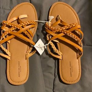 American eagle tan faux-leather sandals